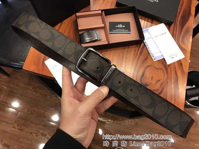 蔻馳 新款 男士雙扣裝 純銅電鍍皮帶扣 搭配官方專用頭層牛皮 男款皮帶  xfp1064
